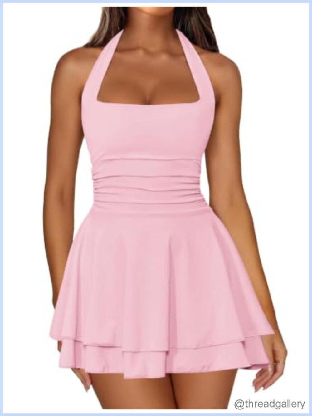 Sexy Halter Mini Dress Backless Ruffle Ruched Party Bodycon
